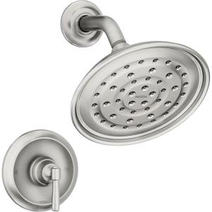 Moen Halle Spot Resist Brushed Nickel Shower Faucet Trim Set featuring Wide Showerhead and Lever Handle with Posi-Temp Valve Included, 82971SRN(Shower and Handle)
