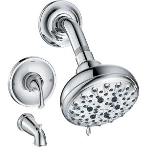 Moen Idora Chrome Posi-Temp Tub and Shower Set with Showerhead, Lever Handle, Tub Spout and Valve Included, 82115(Chrome)