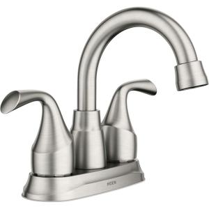 Moen Idora Matte Black Two-Handle Centerset Bathroom Sink Faucet with Drain Assembly, 84115BL(Brushed Nickel)