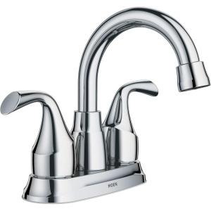 Moen Idora Matte Black Two-Handle Centerset Bathroom Sink Faucet with Drain Assembly, 84115BL(Chrome)