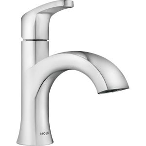 Moen Karis Black Matte One-Handle Single Hole Bathroom Sink Faucet with Optional Deckplate, 84346BL(Chrome)
