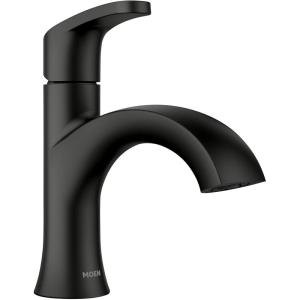 Moen Karis Black Matte One-Handle Single Hole Bathroom Sink Faucet with Optional Deckplate, 84346BL(Matte Black)