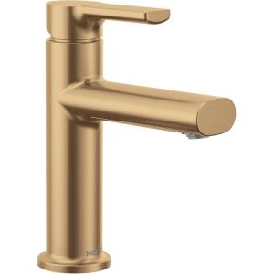 Moen Meena Bronzed Gold One-Handle Single Hole Modern Bathroom Sink Faucet with Optional Deckplate and Drain Assembly, 84794BZG(Bronzed Gold)