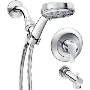Moen Meena Bronzed Gold Single Handle Modern Shower Faucet with Handshower and Tub Spout for Bathtub, Valve Included, 82618BZG(Chrome)