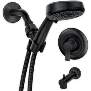 Moen Meena Bronzed Gold Single Handle Modern Shower Faucet with Handshower and Tub Spout for Bathtub, Valve Included, 82618BZG(Matte Black)