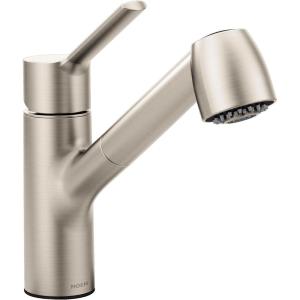 Moen Method Spot Resist Stainless Steel One-Handle Pullout Kitchen Faucet with High Spray Pressure, Kitchen Sink Faucets with Pull Out Sprayer, 7585SRS(Spot Resist Stainless)