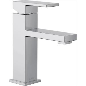 Moen Revyl Bronzed Gold One-Handle Single Hole Modern Bathroom Sink Faucet with Optional Deckplate and Spring Loaded Drain Assembly, 84771BZG(Chrome)
