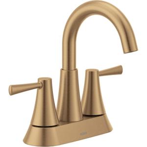 Moen Ronan Matte Black Two-Handle 4″ Centerset Modern Bathroom Faucet with Push-Down Drain, 84022BL(Bronzed Gold)