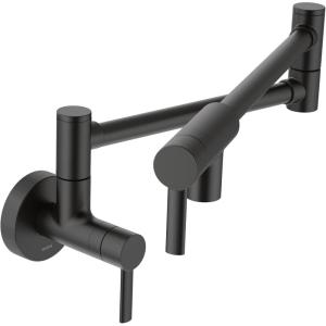 Moen S665BLS Modern Wall Mount Swing Arm Folding Pot Filler Kitchen Faucet, Black Stainless(Matte Black)