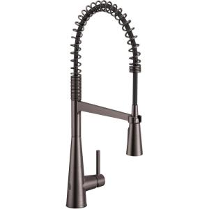 Moen Sleek Black Stainless One-Handle Touchless High Arc Pulldown Kitchen Faucet, Modern Spring Kitchen Sink Faucet with Pulldown Sprayer Head and Wave Motion Sensor, 5925EWBLS(Black Stainless)