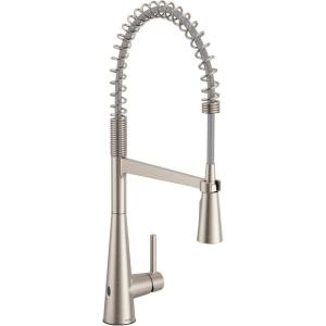 Moen Sleek Black Stainless One-Handle Touchless High Arc Pulldown Kitchen Faucet, Modern Spring Kitchen Sink Faucet with Pulldown Sprayer Head and Wave Motion Sensor, 5925EWBLS(Spot Resist Stainless)