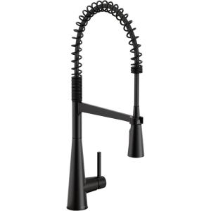 Moen Sleek Black Stainless One-Handle Touchless High Arc Pulldown Kitchen Faucet, Modern Spring Kitchen Sink Faucet with Pulldown Sprayer Head and Wave Motion Sensor, 5925EWBLS(Matte Black)