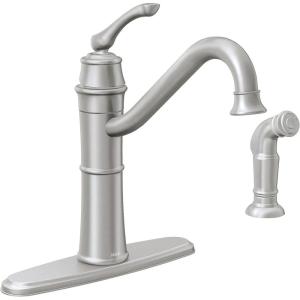 Moen Wetherly Mediterranean Bronze High-Arc Kitchen Faucet with Side Spray, 87999BRB(Spot Resist Stainless)