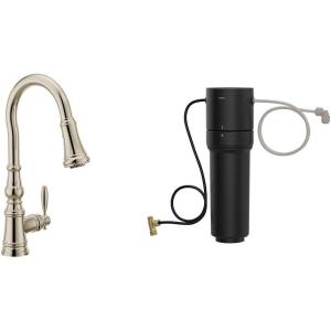 Moen Weymouth Chrome Motionsense Wave Touchless Kitchen Faucet, Traditional Spring Kitchen Sink Faucet with Pulldown Sprayer and Hands-Free Sensor, S73104EWC(Polished Nickel)