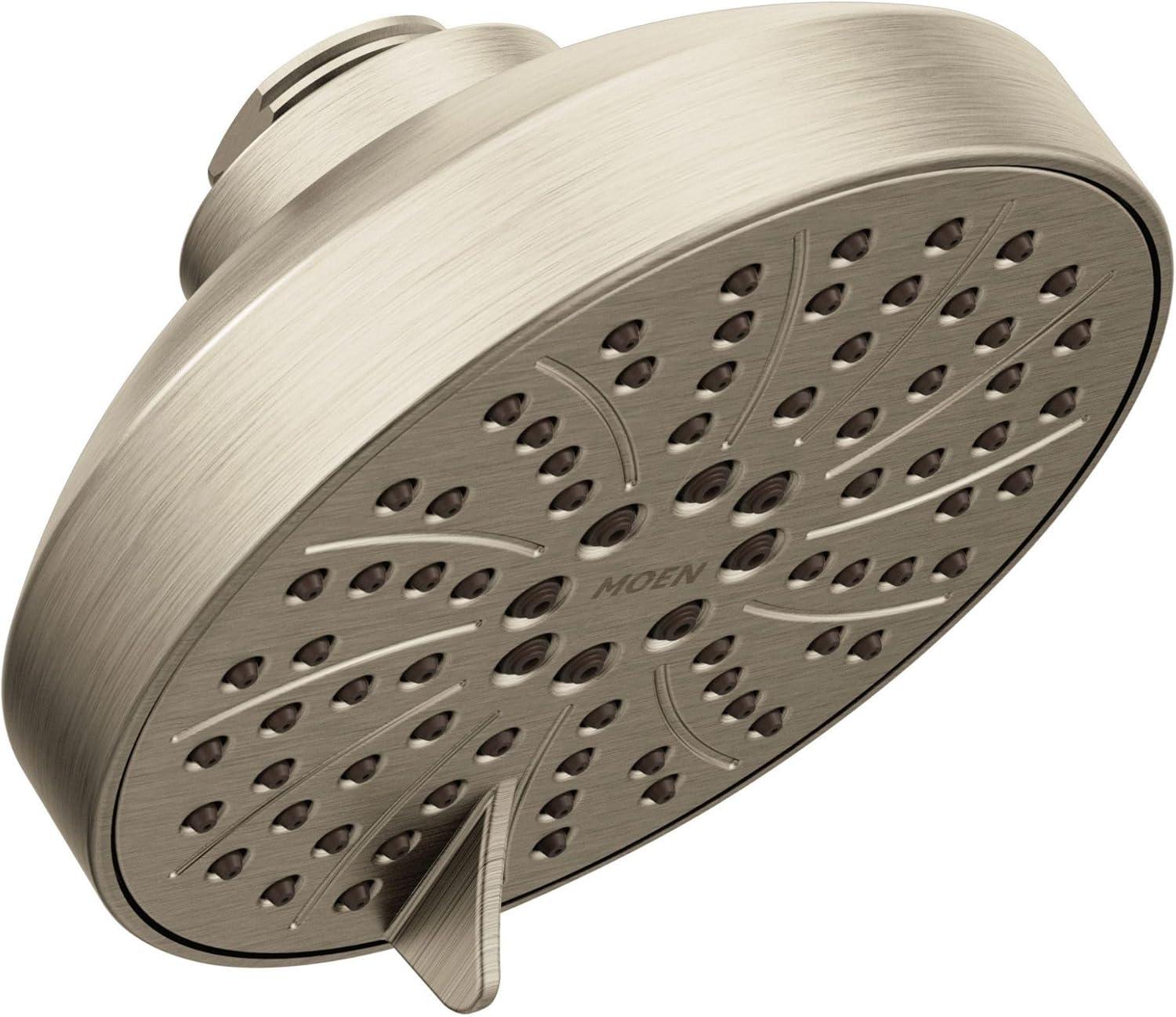 image:imageMoen 6512EPBL Gibson EcoPerformance SixFunction Showerhead Pressure Boosting Shower Head for an Immersive HighPressure Spray 45Inch Diameter Matte BlackBrushed Nickel