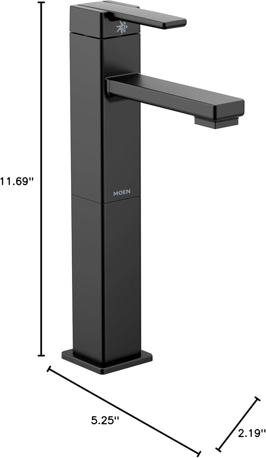 image:imageMoen 90 Degree Matte Black OneHandle Single Hole Vessel Sink Modern Bathroom Faucet S6712BL