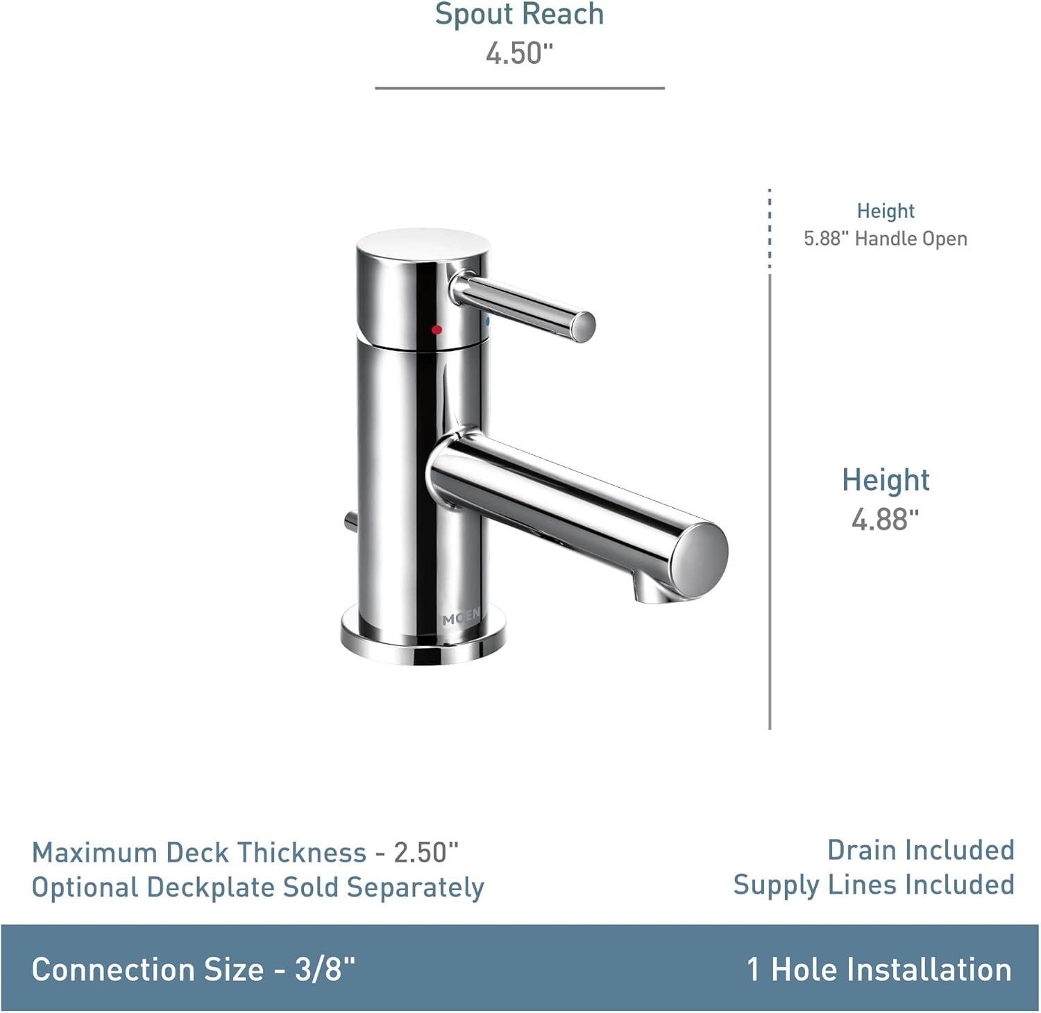 image:imageMoen Align Brushed Gold OneHandle Single Hole Low Profile Modern Bathroom Faucet with Drain Assembly 6191BGChrome
