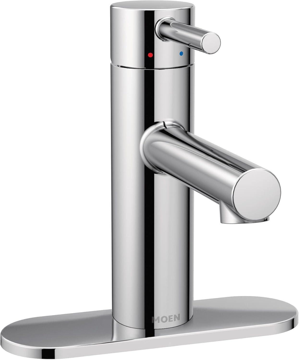 image:imageMoen Align Matte Black OneHandle Modern Bathroom Faucet with Drain Assembly and Optional Deckplate 6190BLChrome