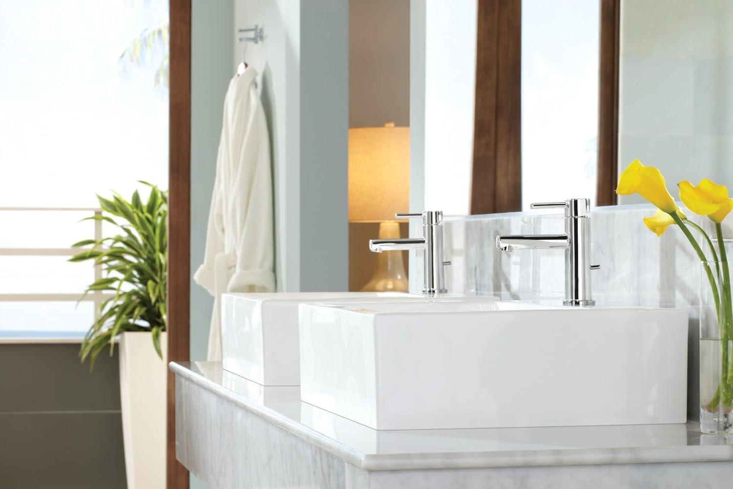 image:imageMoen Align Matte Black OneHandle Modern Bathroom Faucet with Drain Assembly and Optional Deckplate 6190BLChrome