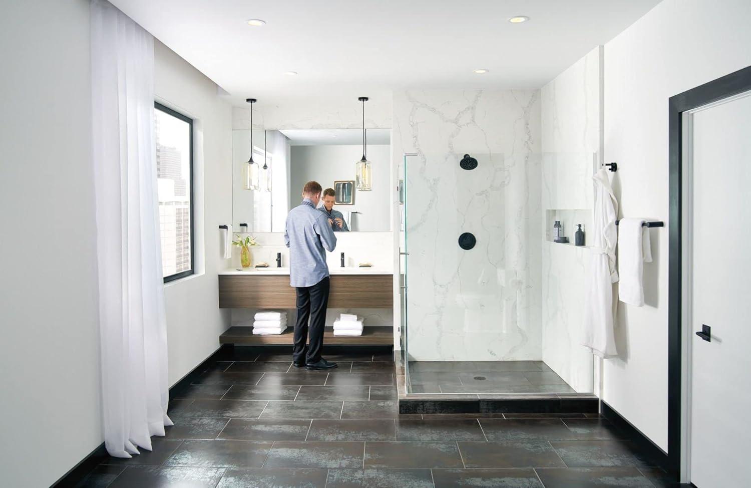image:imageMoen Align Matte Black OneHandle Modern Bathroom Faucet with Drain Assembly and Optional Deckplate 6190BLMatte Black