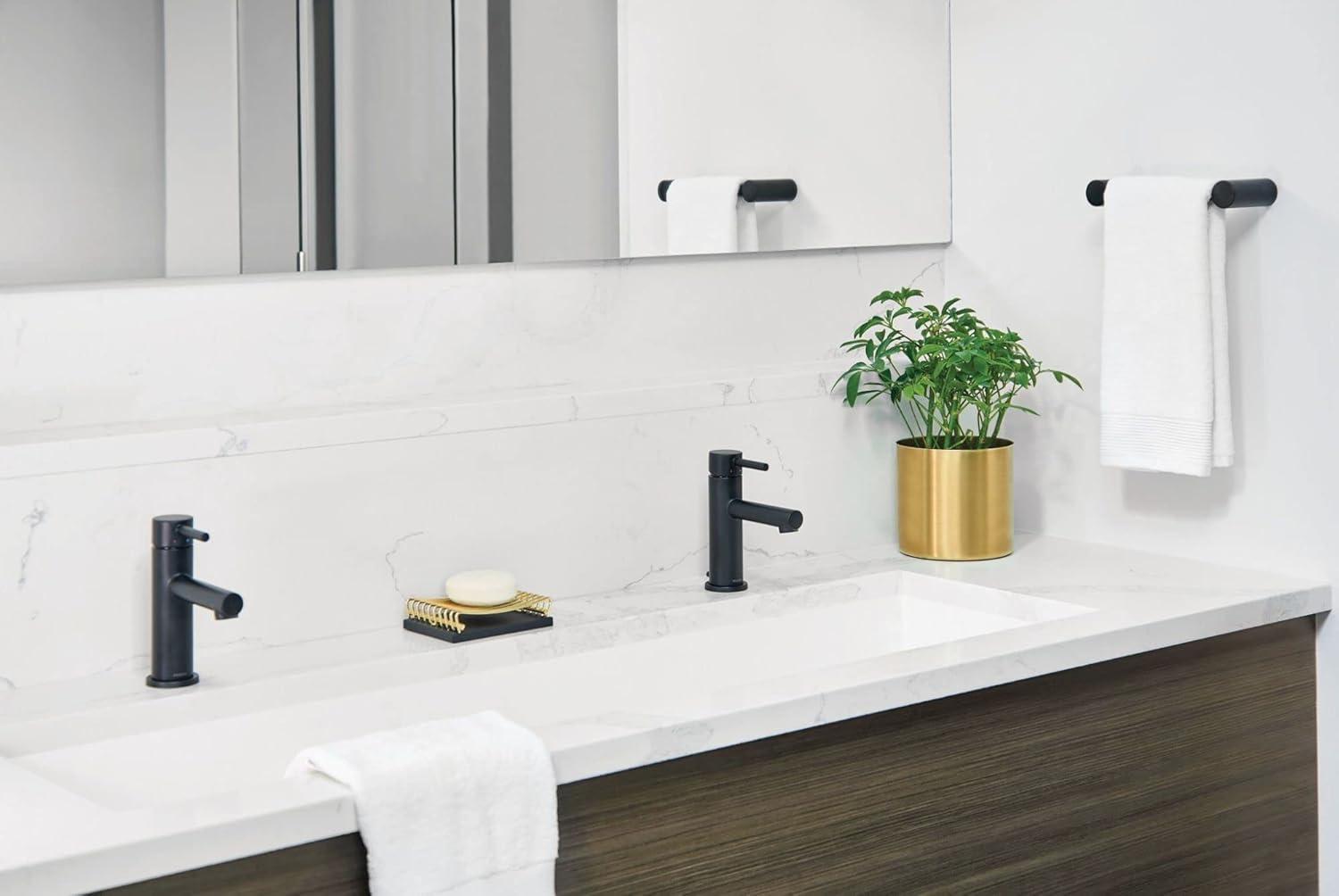 image:imageMoen Align Matte Black OneHandle Modern Bathroom Faucet with Drain Assembly and Optional Deckplate 6190BLMatte Black