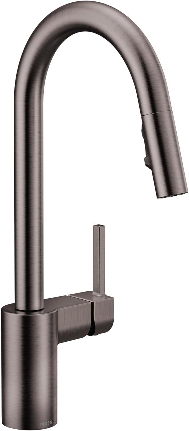 image:imageMoen Align Spot Resist Stainless Motionsense Wave Sensor Touchless OneHandle High Arc Spring Pulldown Kitchen Faucet with Sprayer 5923EWSRSBlack Stainless