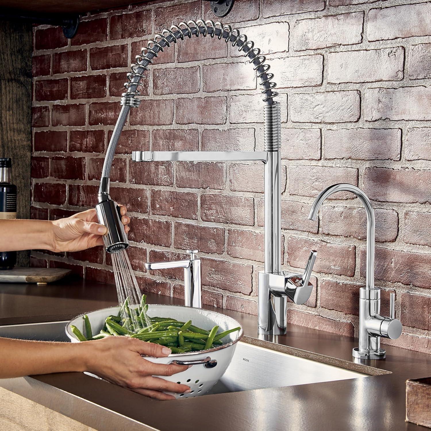 image:imageMoen Align Spot Resist Stainless Motionsense Wave Sensor Touchless OneHandle High Arc Spring Pulldown Kitchen Faucet with Sprayer 5923EWSRSChrome