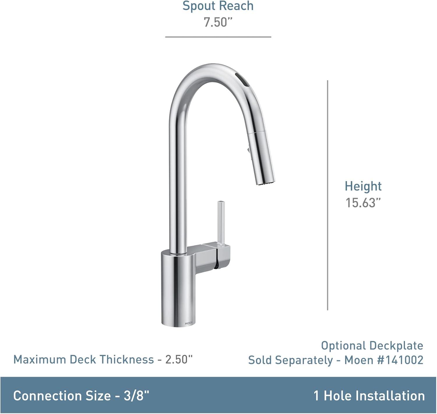 image:imageMoen Align Spot Resist Stainless Motionsense Wave Sensor Touchless OneHandle High Arc Spring Pulldown Kitchen Faucet with Sprayer 5923EWSRSChrome