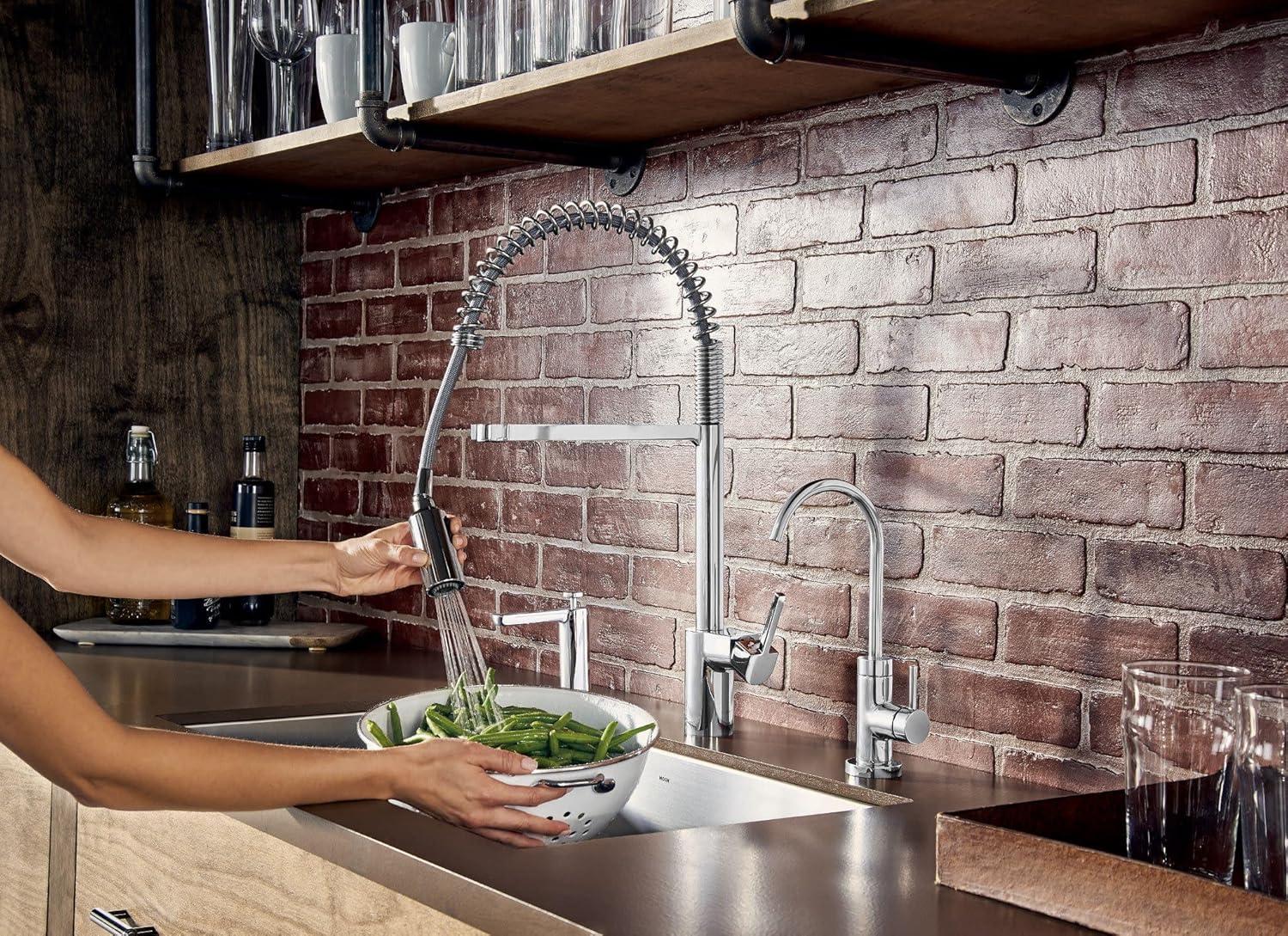 image:imageMoen Align Spot Resist Stainless Motionsense Wave Sensor Touchless OneHandle High Arc Spring Pulldown Kitchen Faucet with Sprayer 5923EWSRSChrome