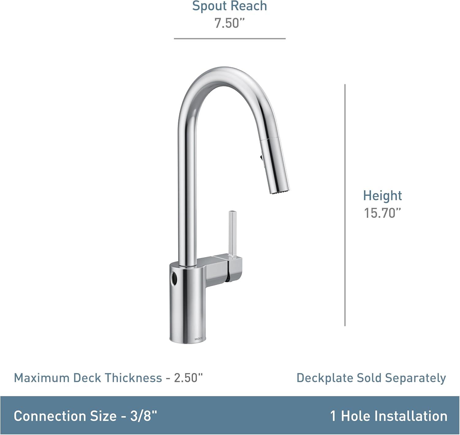image:imageMoen Align Spot Resist Stainless Motionsense Wave Sensor Touchless OneHandle High Arc Spring Pulldown Kitchen Faucet with Sprayer 5923EWSRSChrome