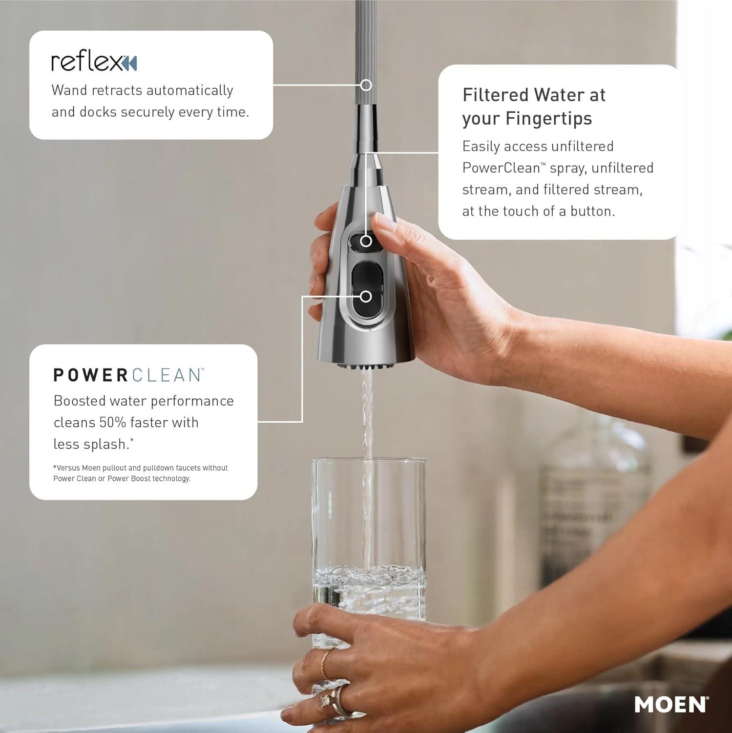 image:imageMoen Align Spot Resist Stainless Motionsense Wave Sensor Touchless OneHandle High Arc Spring Pulldown Kitchen Faucet with Sprayer 5923EWSRSChrome