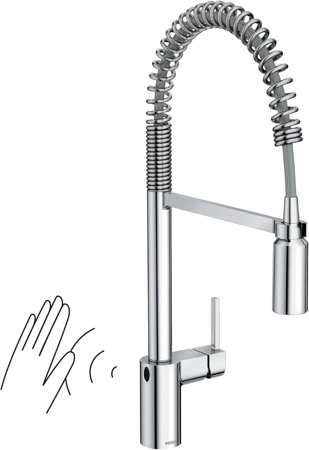 image:imageMoen Align Spot Resist Stainless Motionsense Wave Sensor Touchless OneHandle High Arc Spring Pulldown Kitchen Faucet with Sprayer 5923EWSRSChrome