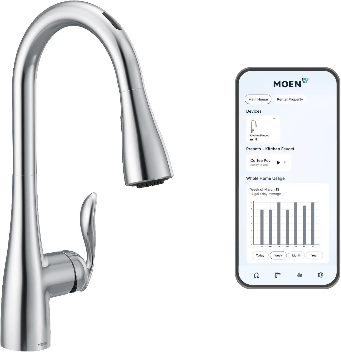 image:imageMoen Arbor Spot Resist Stainless Motionsense Wave Sensor Touchless OneHandle Single Hole Kitchen Sink Faucet 7594EWSRSChrome