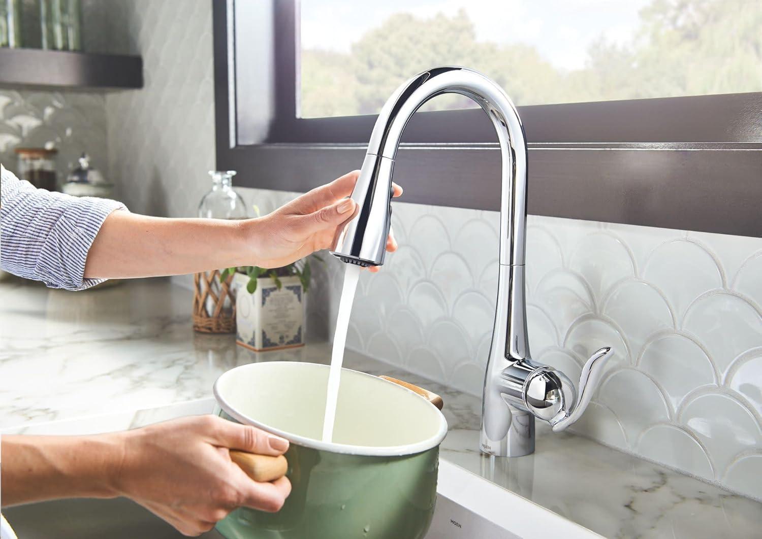 image:imageMoen Arbor Spot Resist Stainless Motionsense Wave Sensor Touchless OneHandle Single Hole Kitchen Sink Faucet 7594EWSRSChrome