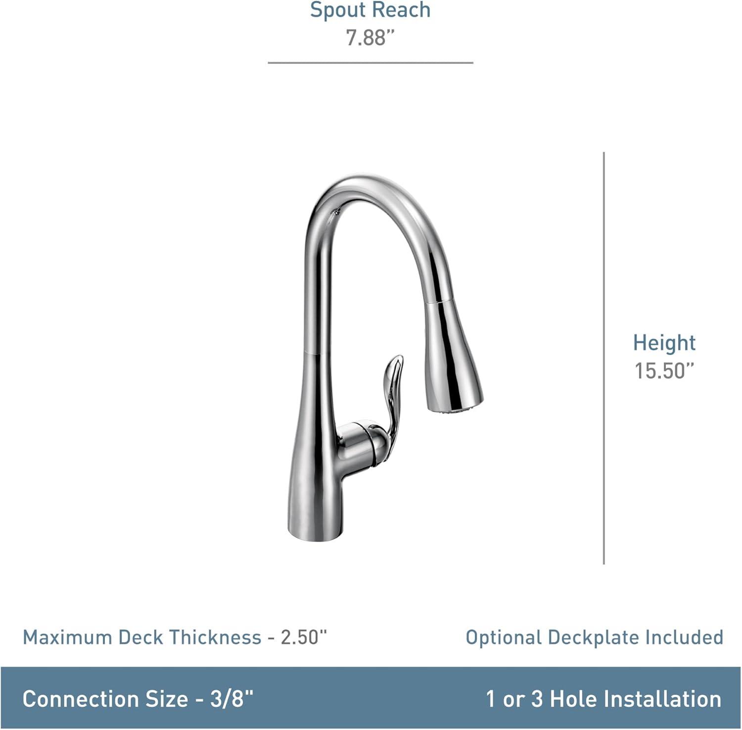 image:imageMoen Arbor Spot Resist Stainless Motionsense Wave Sensor Touchless OneHandle Single Hole Kitchen Sink Faucet 7594EWSRSChrome