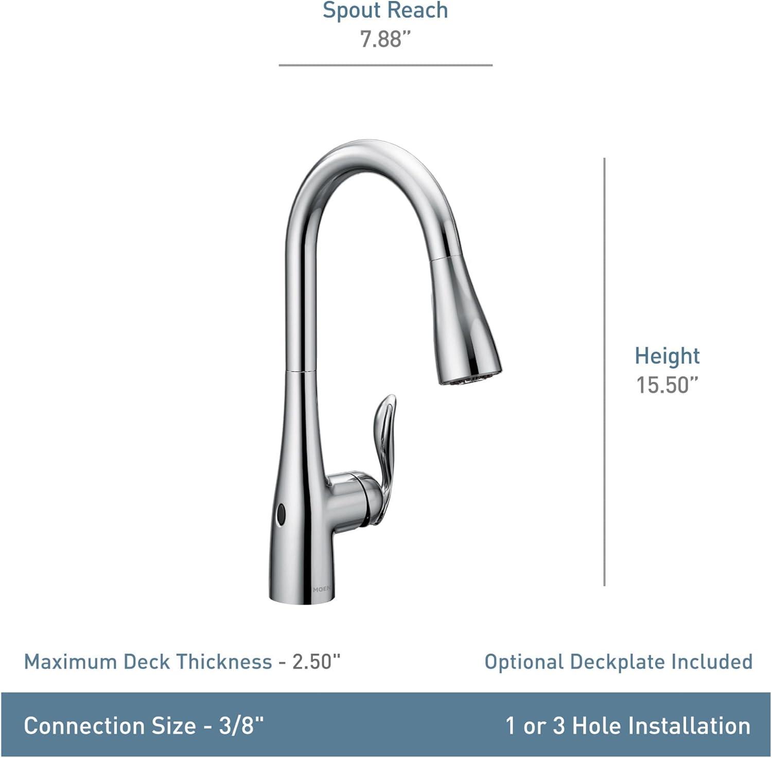 image:imageMoen Arbor Spot Resist Stainless Motionsense Wave Sensor Touchless OneHandle Single Hole Kitchen Sink Faucet 7594EWSRSMatte Black