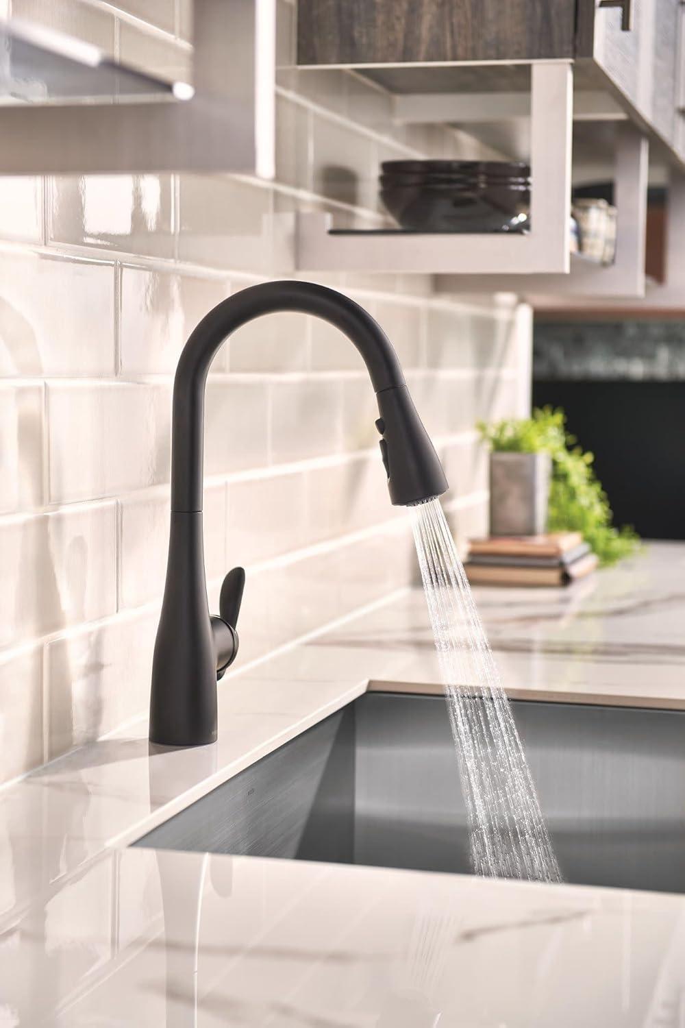 image:imageMoen Arbor Spot Resist Stainless Motionsense Wave Sensor Touchless OneHandle Single Hole Kitchen Sink Faucet 7594EWSRSMatte Black