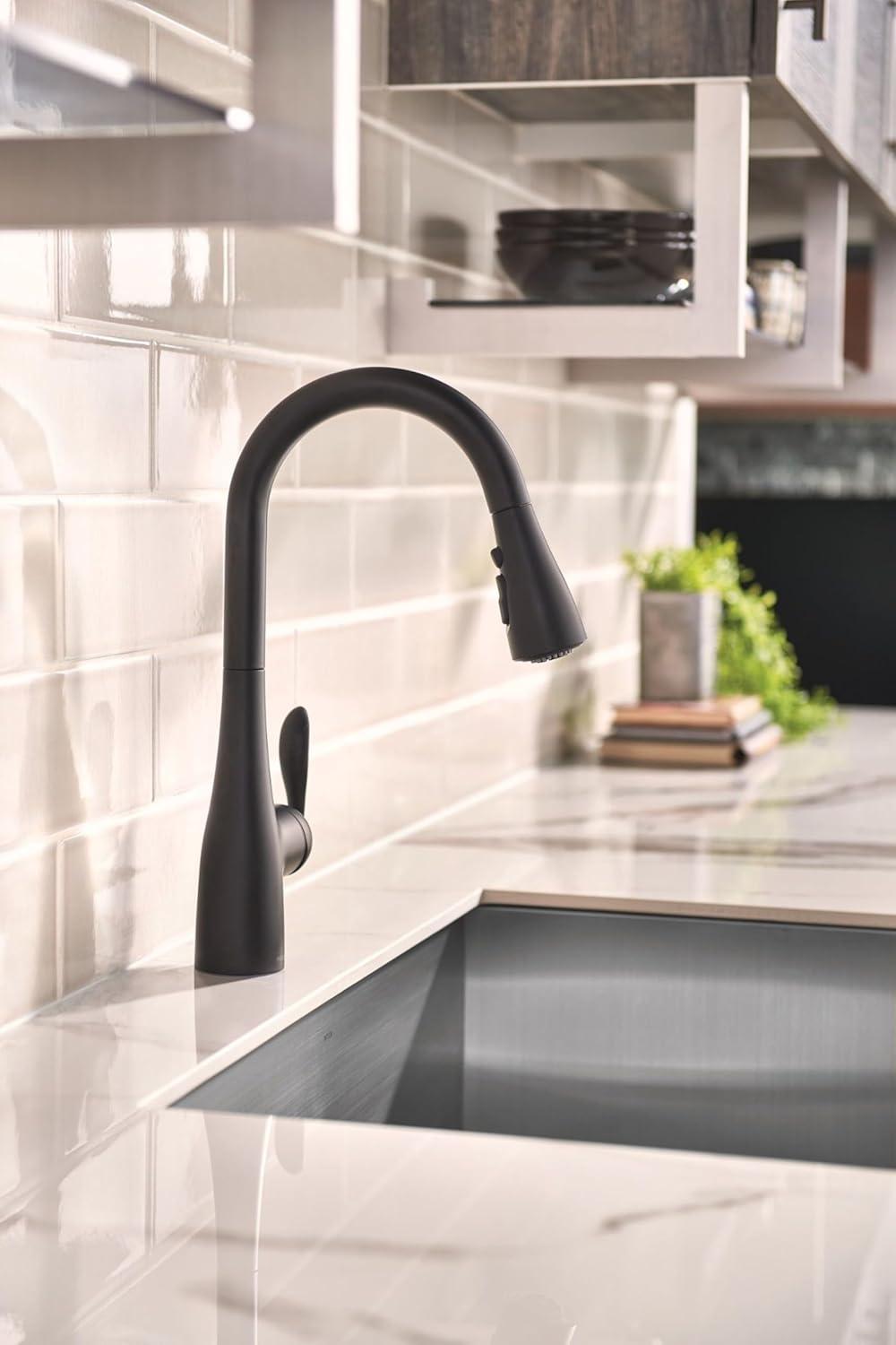 image:imageMoen Arbor Spot Resist Stainless Motionsense Wave Sensor Touchless OneHandle Single Hole Kitchen Sink Faucet 7594EWSRSMatte Black