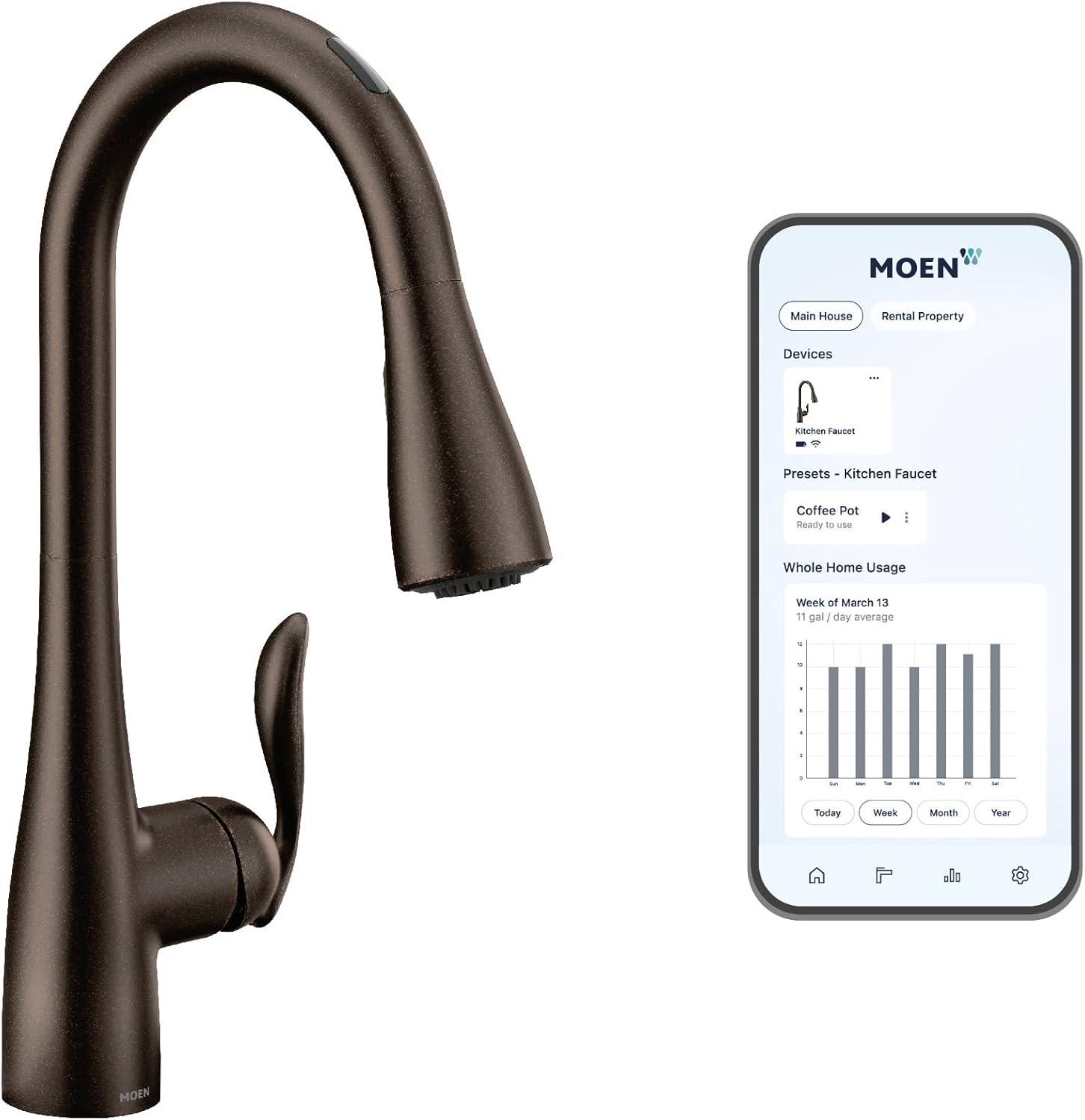 image:imageMoen Arbor Spot Resist Stainless Motionsense Wave Sensor Touchless OneHandle Single Hole Kitchen Sink Faucet 7594EWSRSOil Rubbed Bronze