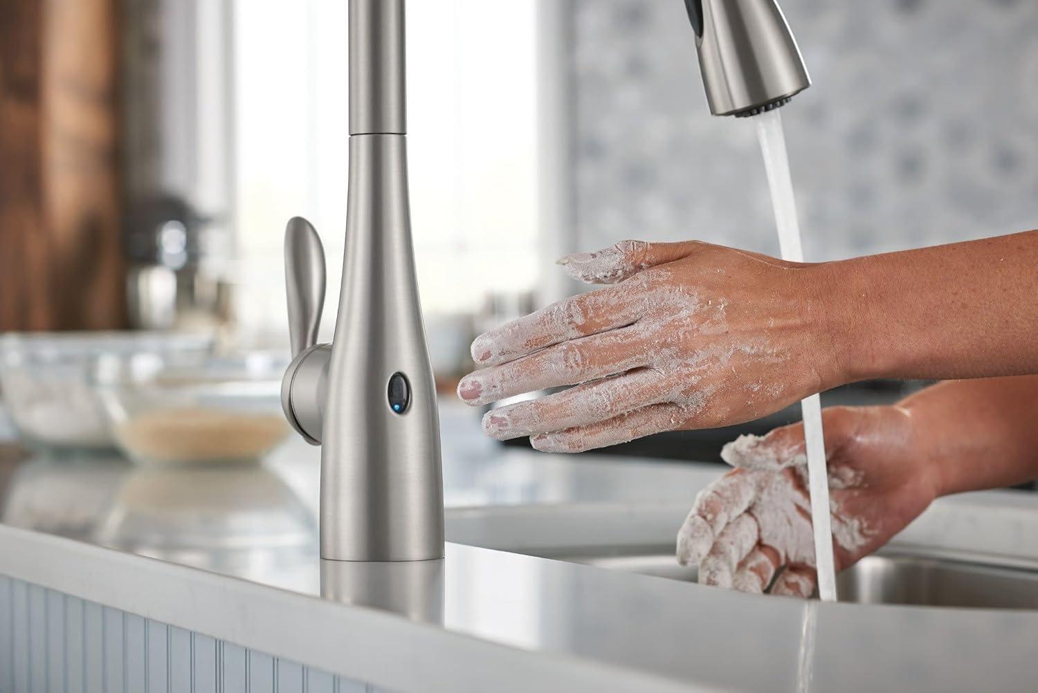 image:imageMoen Arbor Spot Resist Stainless Motionsense Wave Sensor Touchless OneHandle Single Hole Kitchen Sink Faucet 7594EWSRSStainless