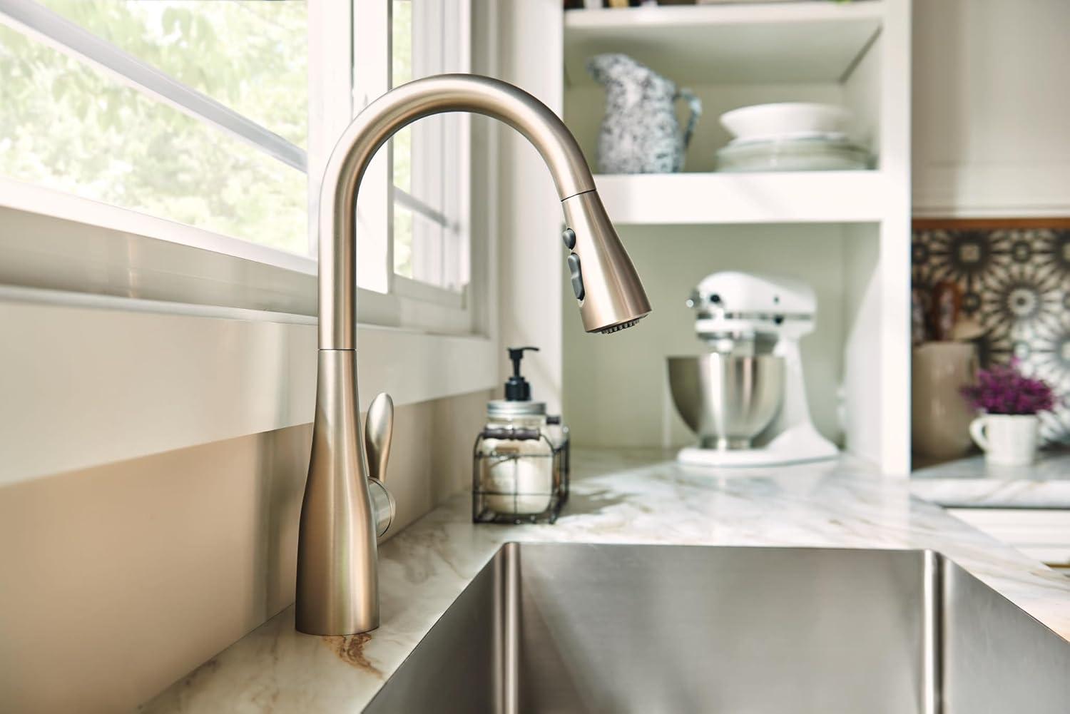 image:imageMoen Arbor Spot Resist Stainless Motionsense Wave Sensor Touchless OneHandle Single Hole Kitchen Sink Faucet 7594EWSRSStainless