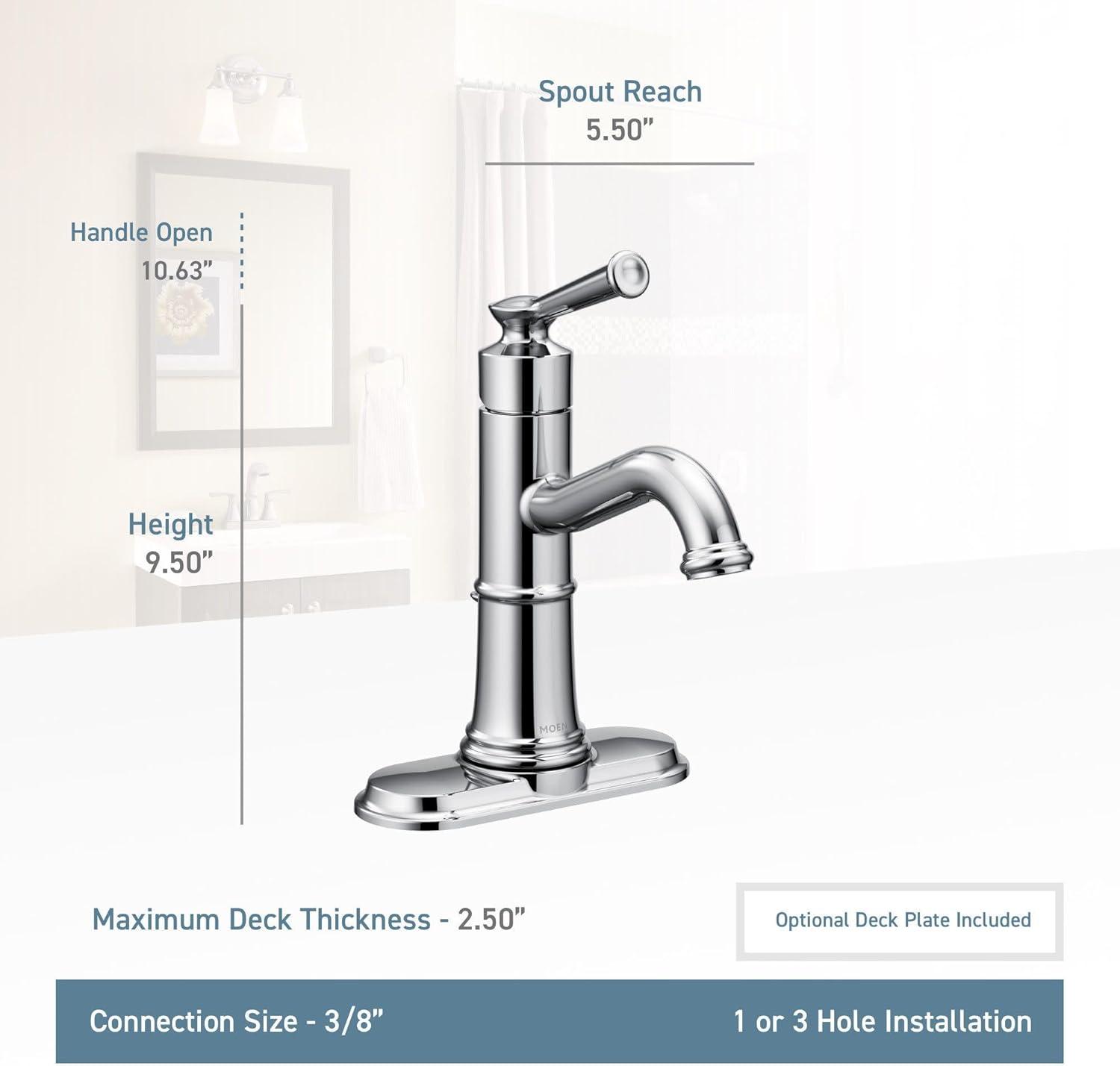 image:imageMoen Belfield Chrome OneHandle Bathroom Sink Faucet with Drain Assembly and Optional Deckplate 6402Brushed Nickel