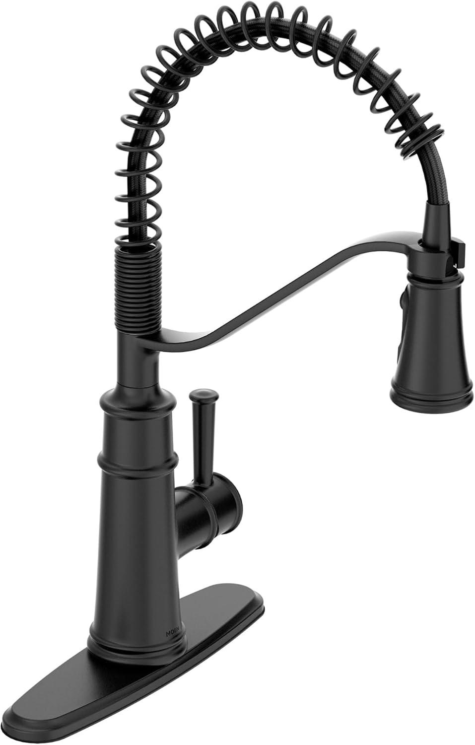 image:imageMoen Belfield Matte Black Kitchen Faucet Modern Spring Kitchen Faucet with Power Boost PreRinse OneHandle Easy Installation 5927BLMatte Black