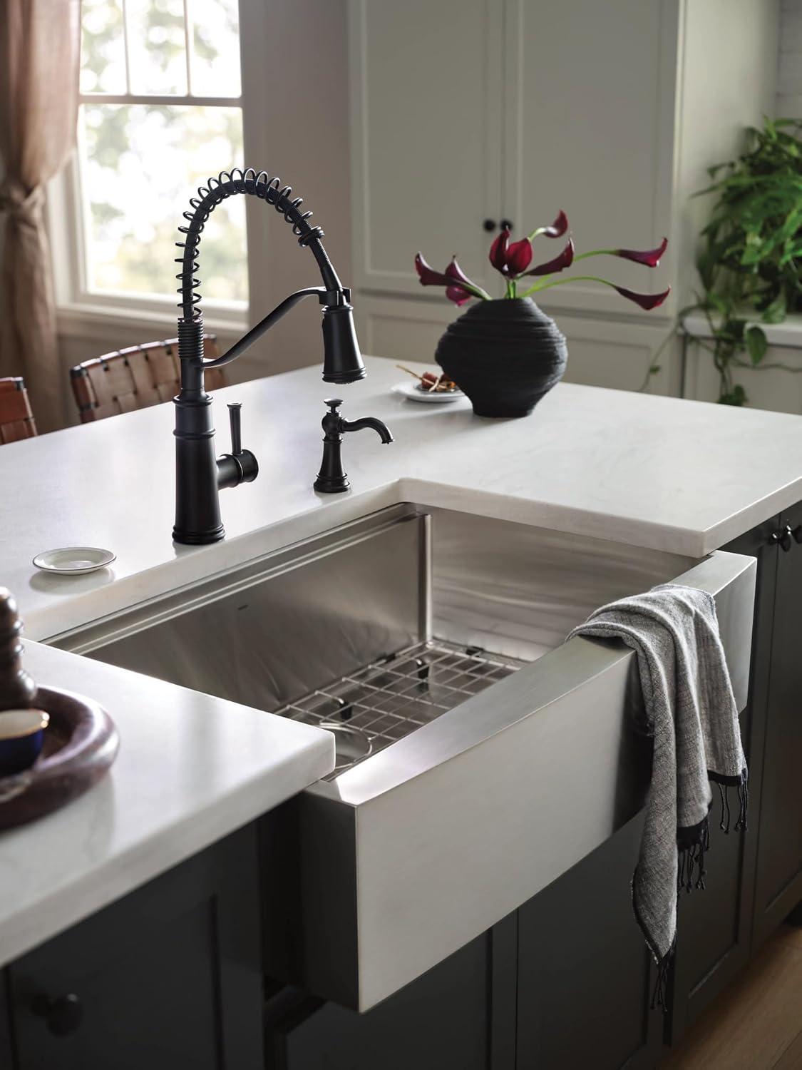 image:imageMoen Belfield Matte Black Kitchen Faucet Modern Spring Kitchen Faucet with Power Boost PreRinse OneHandle Easy Installation 5927BLMatte Black