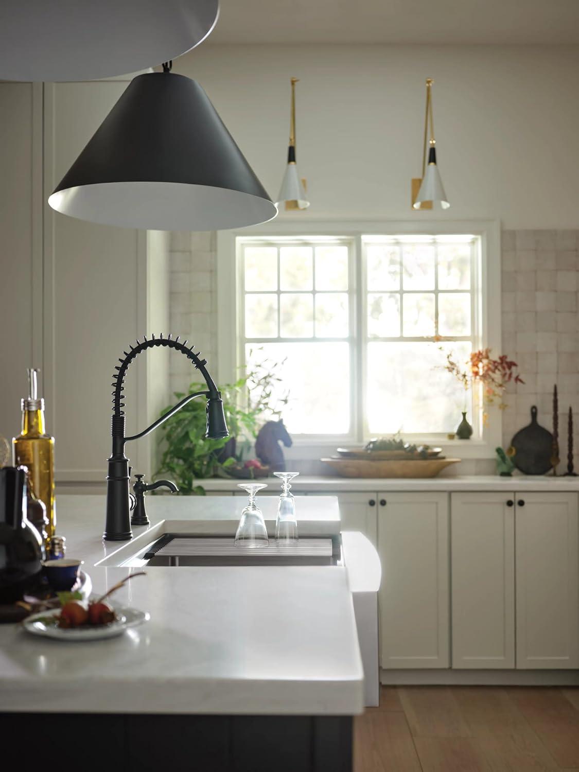 image:imageMoen Belfield Matte Black Kitchen Faucet Modern Spring Kitchen Faucet with Power Boost PreRinse OneHandle Easy Installation 5927BLMatte Black