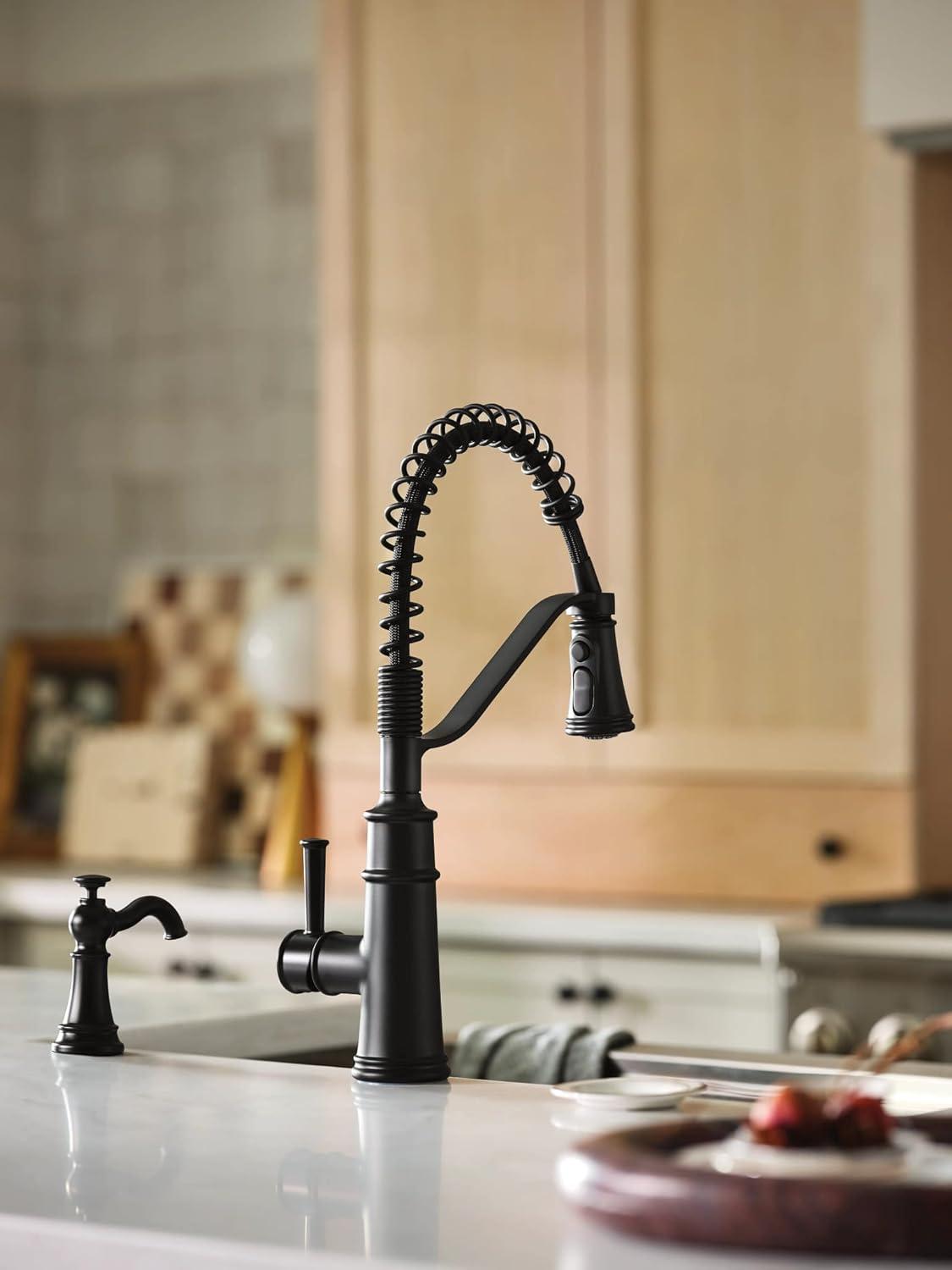 image:imageMoen Belfield Matte Black Kitchen Faucet Modern Spring Kitchen Faucet with Power Boost PreRinse OneHandle Easy Installation 5927BLMatte Black