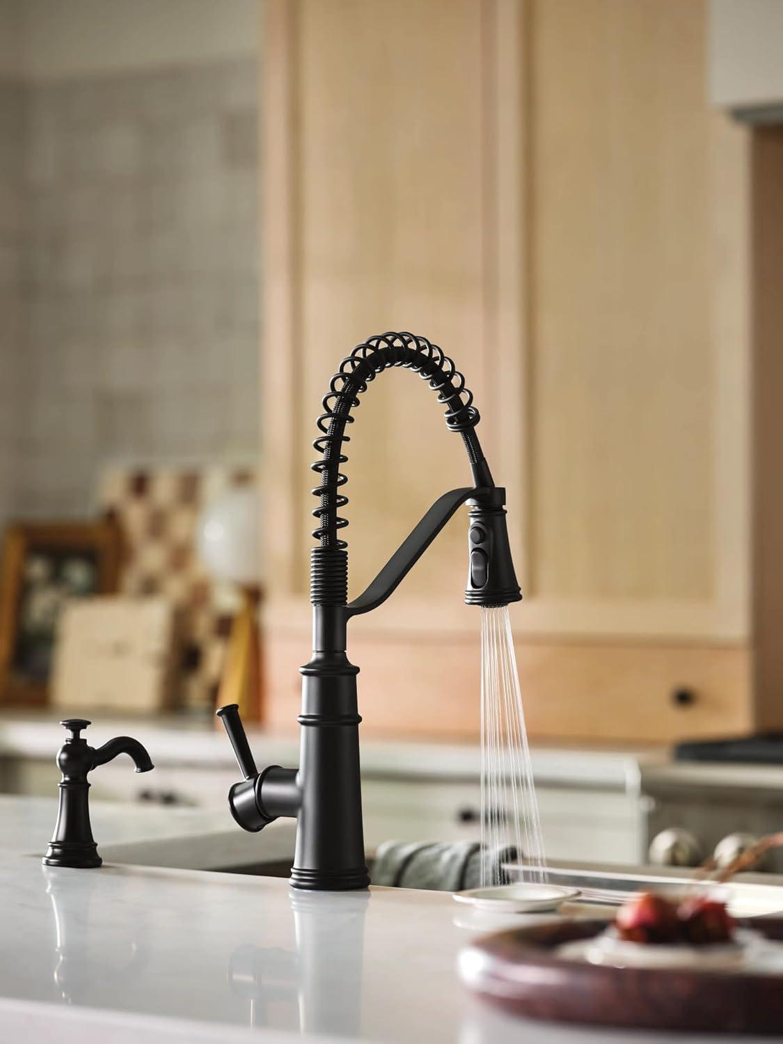 image:imageMoen Belfield Matte Black Kitchen Faucet Modern Spring Kitchen Faucet with Power Boost PreRinse OneHandle Easy Installation 5927BLMatte Black