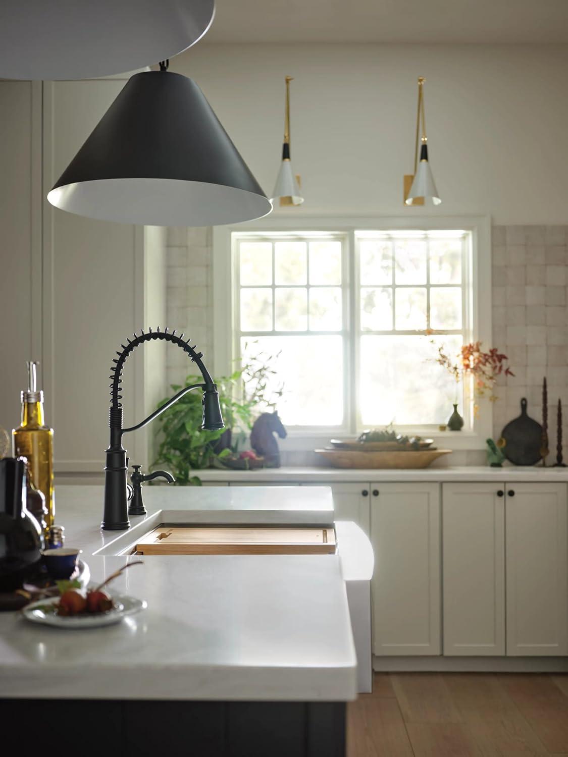 image:imageMoen Belfield Matte Black Kitchen Faucet Modern Spring Kitchen Faucet with Power Boost PreRinse OneHandle Easy Installation 5927BLMatte Black