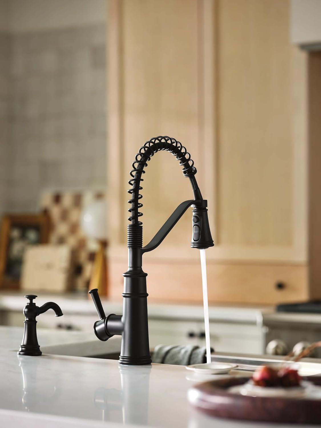 image:imageMoen Belfield Matte Black Kitchen Faucet Modern Spring Kitchen Faucet with Power Boost PreRinse OneHandle Easy Installation 5927BLMatte Black