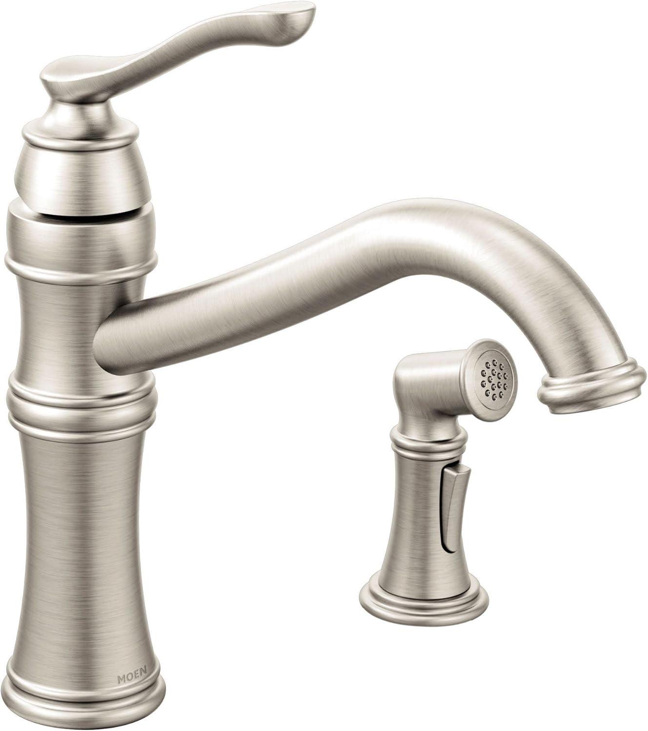 image:imageMoen Belfield Oil Rubbed Bronze Traditional One Handle High Arc Kitchen Faucet with Side Spray and Optional Deckplate Included 7245ORBStainless Steel